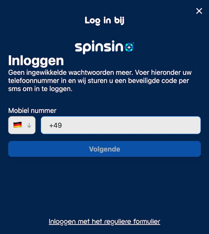 Spinsino Casino login