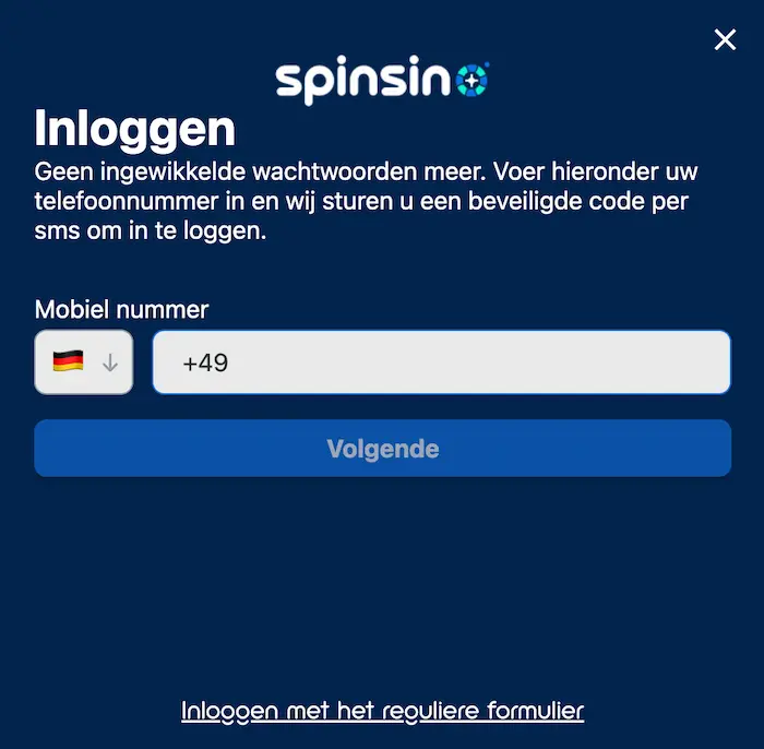 Spinsino Casino reg